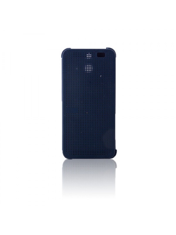 HTC One E8 Dot View Yan Kapaklı Uyku Modlu Kılıf Mavi…