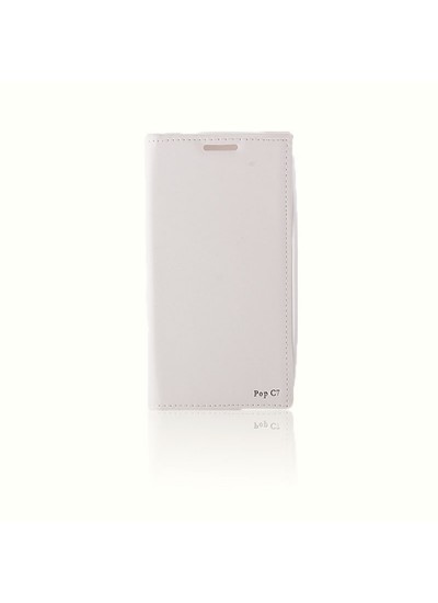 Alcatel OneTouch Pop C7 Gizli Mıknatıslı Premium Magnum Kılıf Beyaz