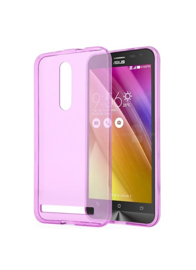 Asus Zenfone 2 Kılıf Soft Silikon Şeffaf/Pembe Kapak