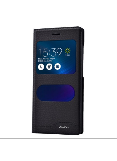 Asus Zenfone 3 Gizli Mıknatıslı Pencereli Magnum Kılıf Siyah