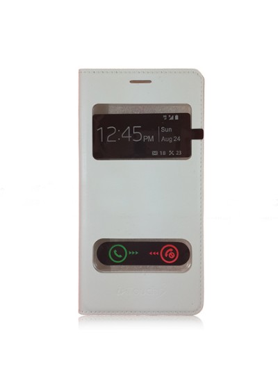 Avea InTouch 3 Large S View Dikişli Deri Çift Pencereli Kılıf Beyaz