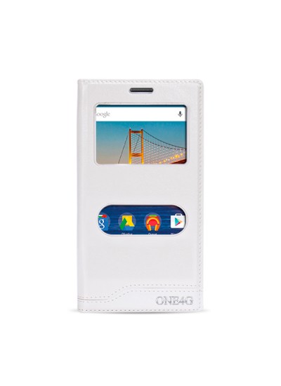 FitCase Dolce General Mobile One 4G Gizli Mıknatıslı Pencereli Kılıf Beyaz