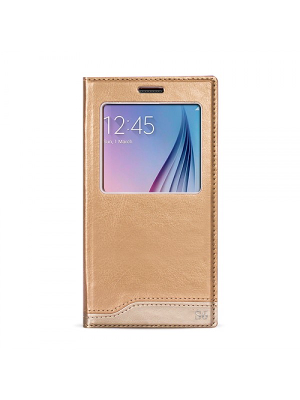 FitCase Dolce Samsung S6 (G920) Gizli Mıknatıslı Pencereli Kılıf Gold…