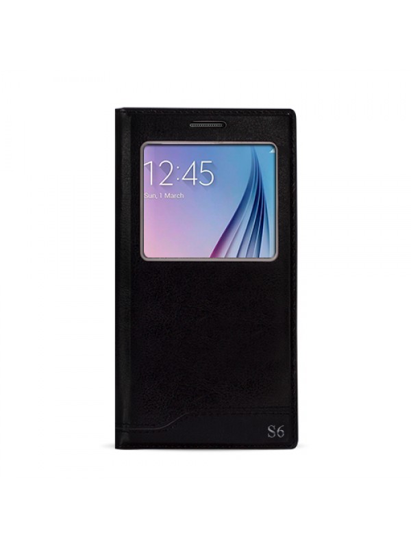 FitCase Dolce Samsung S6 (G920) Gizli Mıknatıslı Pencereli Kılıf Siya…