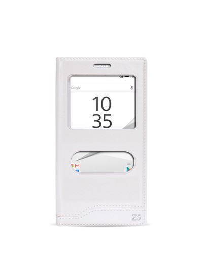 FitCase Dolce Sony Xperia Z5 Gizli Mıknatıslı Pencereli Kılıf Beyaz