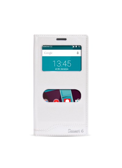 FitCase Dolce Vodafone Smart 6 Gizli Mıknatıslı Pencereli Kılıf Beyaz