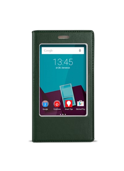 FitCase Dolce Vodafone Smart 7 Style Gizli Mıknatıslı Pencereli Kılıf Yeşil