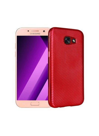 FitCase Galaxy A5 2017 (A520) Elektroliz Carbon Desen Arka Kapak Kırmızı