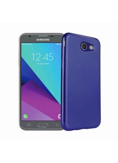 FitCase Galaxy J3 2017 Elektroliz Carbon Desen Arka Kapak Lacivert