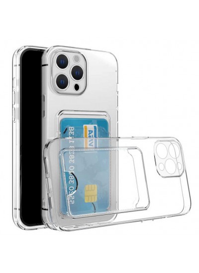 iPhone 11 Pro Max Kılıf Cardy Şeffaf Kartlık Cepli Kapak