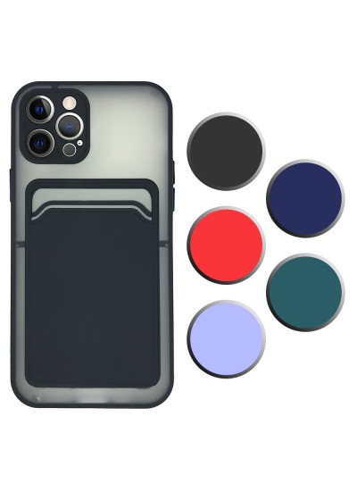 FitCase iPhone 12 Pro Kılıf Cardy Kartlık Cepli Mat Kapak