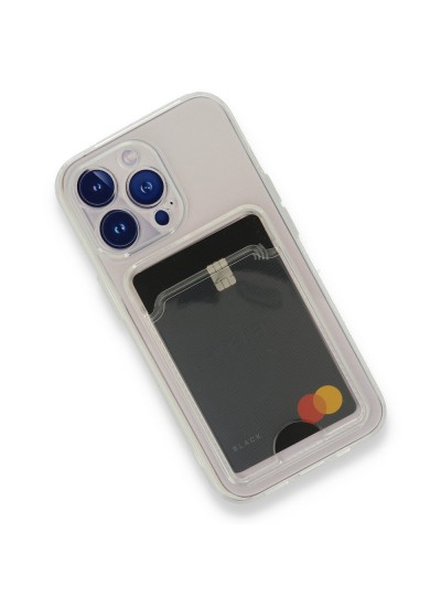 iPhone 13 Pro Kılıf Cardy Şeffaf Kartlık Cepli Kapak