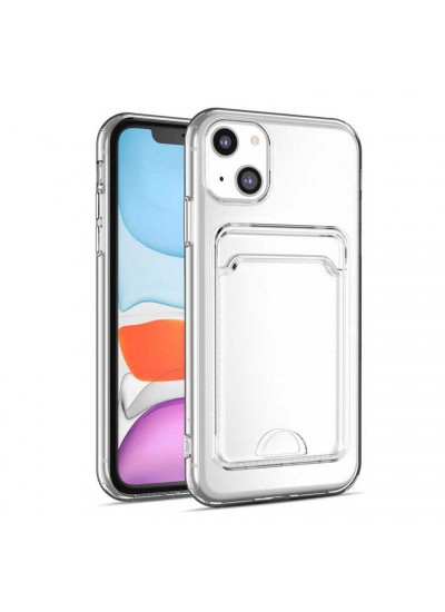 iPhone 14 Plus Kılıf Cardy Şeffaf Kartlık Cepli Kapak