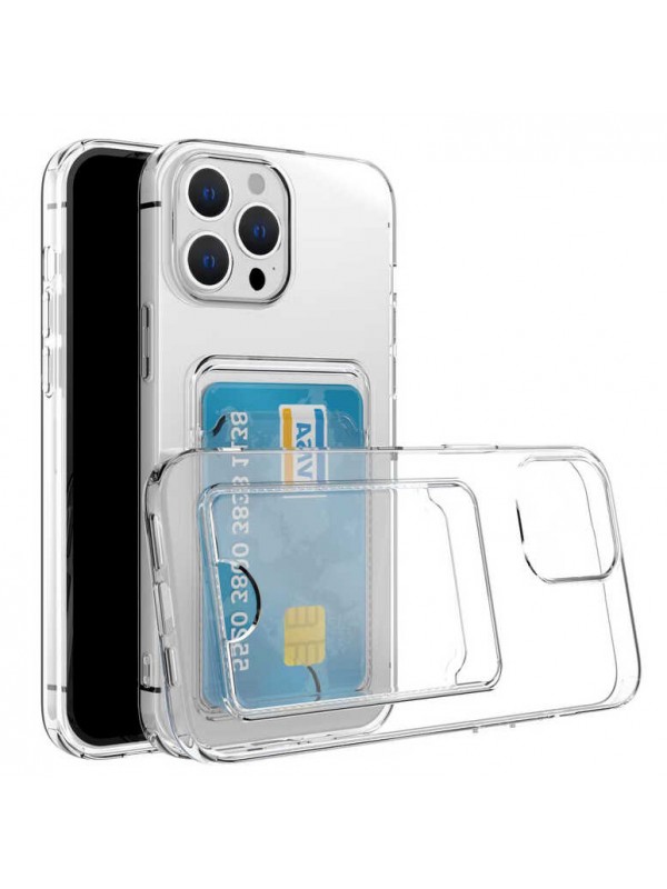 iPhone 14 Pro Max Kılıf Cardy Şeffaf Kartlık Cepli Kapak