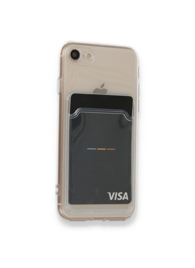 iPhone 7 / 8 Kılıf Cardy Şeffaf Kartlık Cepli Kapak