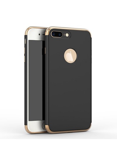 FitCase iPhone 7 Plus / 8 Plus Kılıf Golden Frame Arka Kapak Siyah