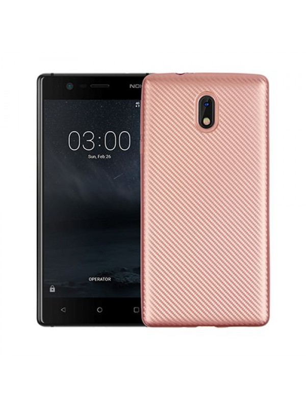 FitCase Nokia 3 Carbon Desen Arka Kapak Rose Gold…