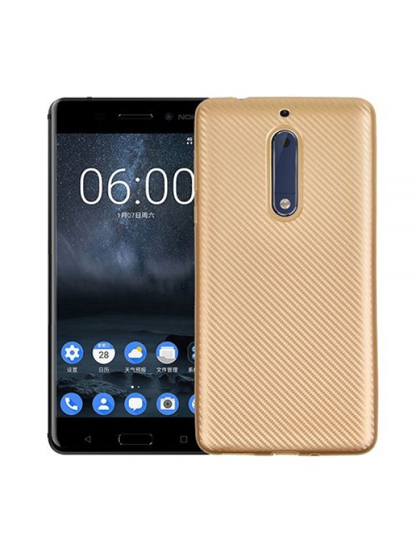 FitCase Nokia 5 Carbon Desen Arka Kapak Gold…