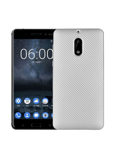FitCase Nokia 6 Carbon Desen Arka Kapak Silver