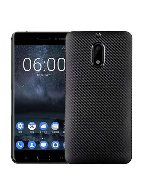 FitCase Nokia 6 Carbon Desen Arka Kapak Siyah…