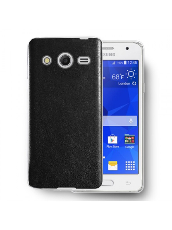 FitCase Samsung Core 2 G355 (G355) Kılıf Deri Dokulu Arka Kapak Siyah…