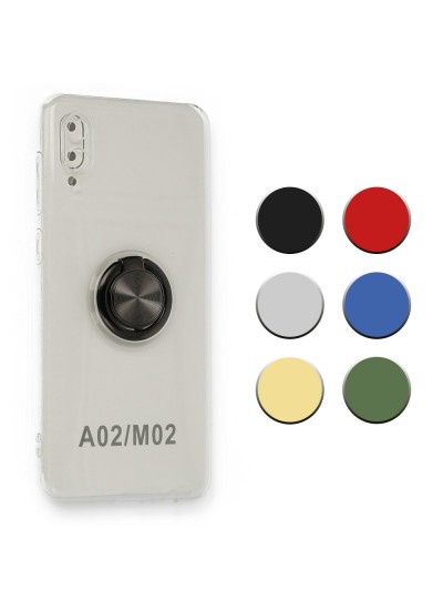 FitCase Samsung Galaxy A02 (A022) Kılıf Gross Ring Şeffaf Arka Kapak