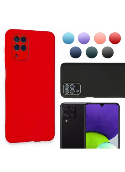 FitCase Samsung Galaxy A22 Glass Kamera Korumalı Lansman Silikon Kapak