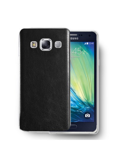 FitCase Samsung Galaxy A3 (A300) Kılıf Deri Dokulu Arka Kapak Siyah