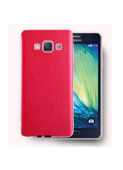FitCase Samsung Galaxy A7 (A700) Kılıf Deri Dokulu Arka Kapak Kırmızı
