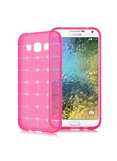 FitCase Samsung Galaxy E7 (E700) Plaid Silikon Arka Kapak Pembe
