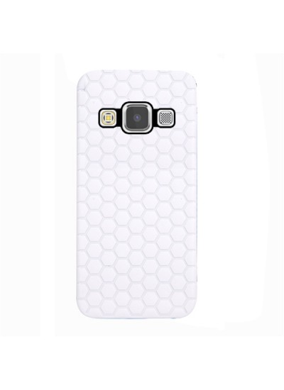 FitCase Samsung Galaxy E7 (E700) TPU Beehive Serisi Arka Kapak Beyaz