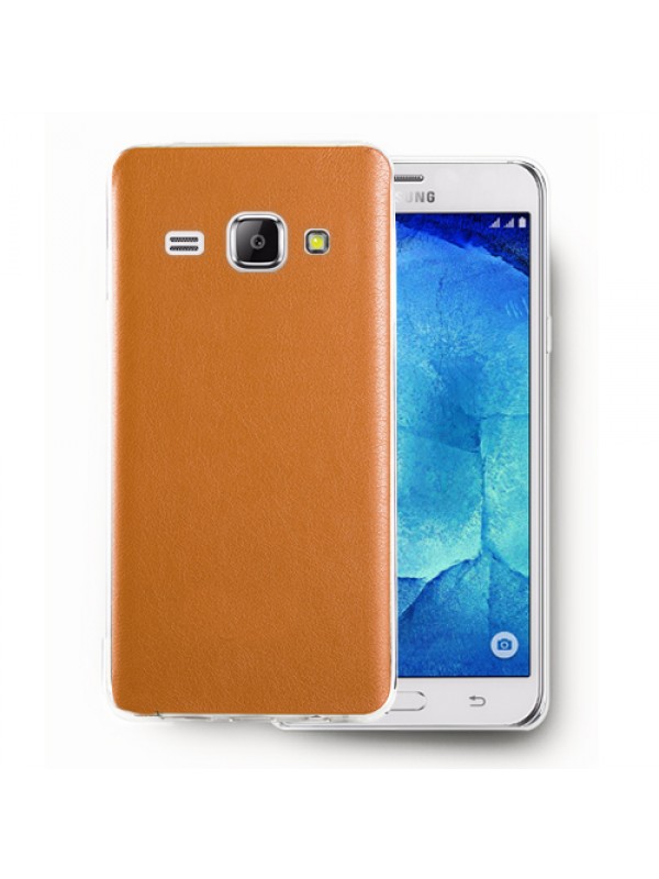 FitCase Samsung Galaxy J1 (J100) Kılıf Deri Dokulu Arka Kapak Turuncu…