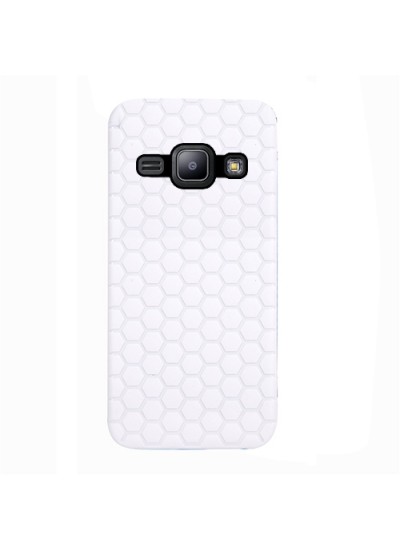 FitCase Samsung Galaxy J1 (J100) TPU Beehive Serisi Arka Kapak Beyaz