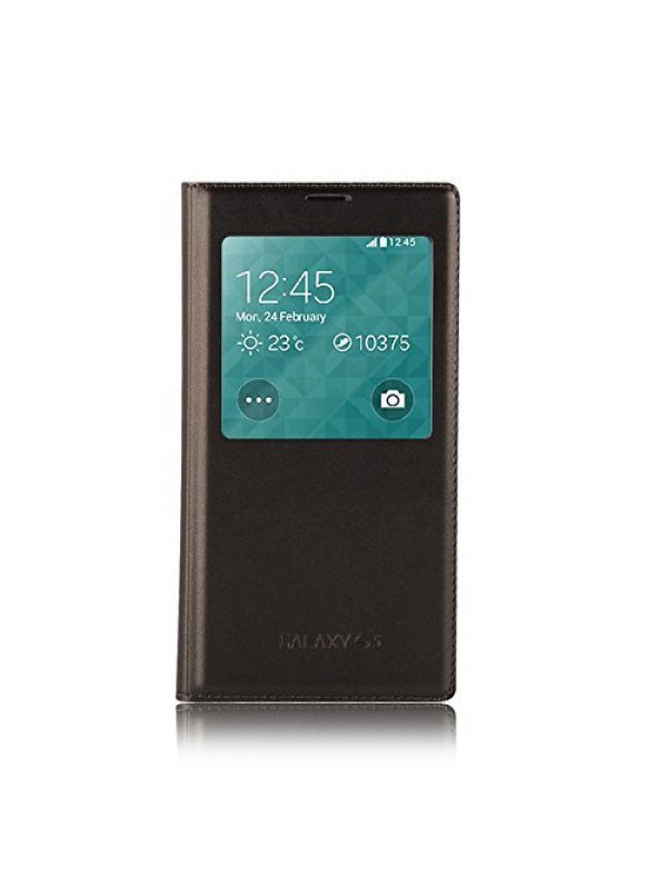 FitCase Samsung Galaxy S5 (G900) S View Dikişli Deri Pencereli Kılıf Si…