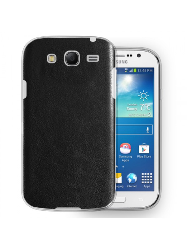 FitCase Samsung Grand Neo (I9060-I9082) Kılıf Deri Dokulu Arka Kapak Siy…