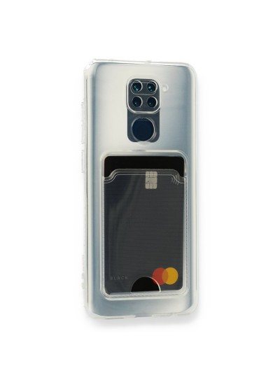 Xiaomi Redmi Note 9 Kılıf Cardy Şeffaf Kartlık Cepli Kapak