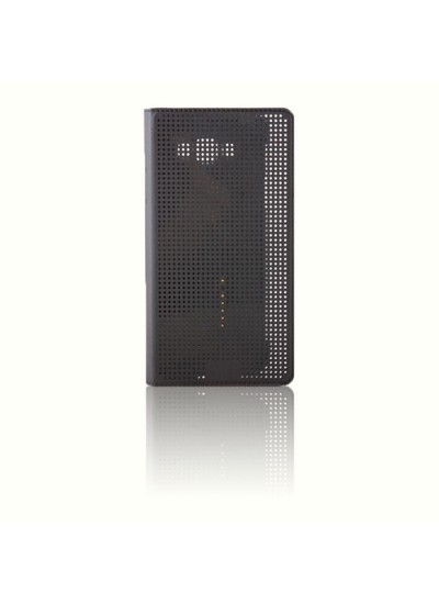 Galaxy E7 (E700) Dot View Yan Kapaklı Uyku Modlu Kılıf Gri