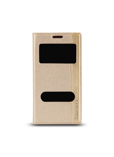 General Mobile Discovery 2 Gizli Mıknatıslı Pencereli Magnum Kılıf Gold