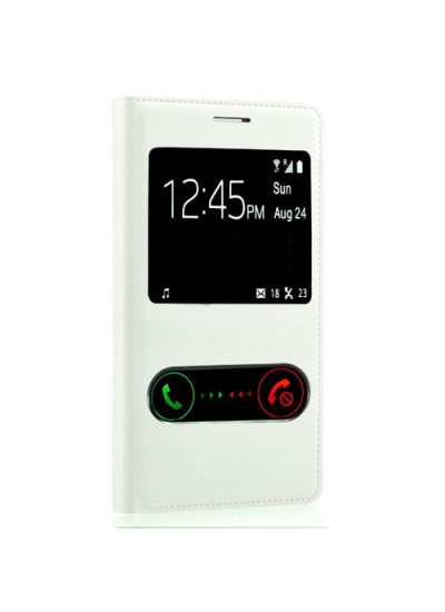 General Mobile Discovery 2 S View Dikişli Deri Pencereli Kılıf Beyaz