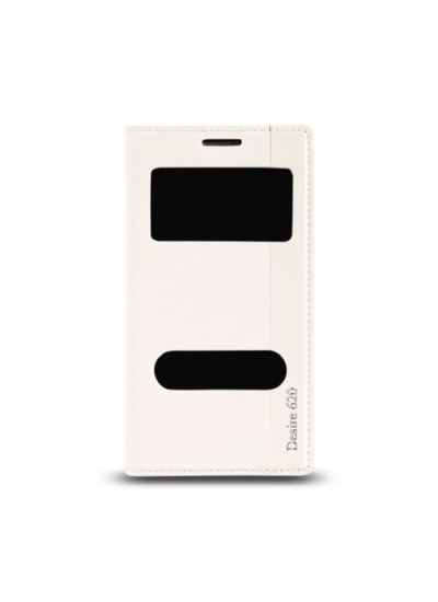 HTC Desire 620 Gizli Mıknatıslı Pencereli Magnum Kılıf Beyaz