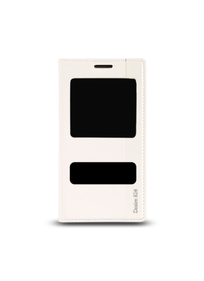 HTC Desire 826 Gizli Mıknatıslı Pencereli Magnum Kılıf Beyaz