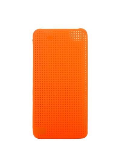 HTC Desire EYE Dot View Yan Kapaklı Uyku Modlu Kılıf Turuncu