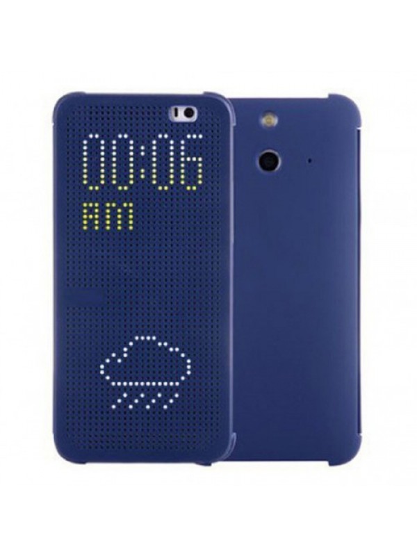 HTC One E8 Dot View Yan Kapaklı Uyku Modlu Kılıf Mor…