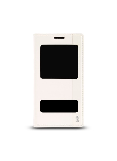 HTC One M9 Gizli Mıknatıslı Pencereli Magnum Kılıf Beyaz