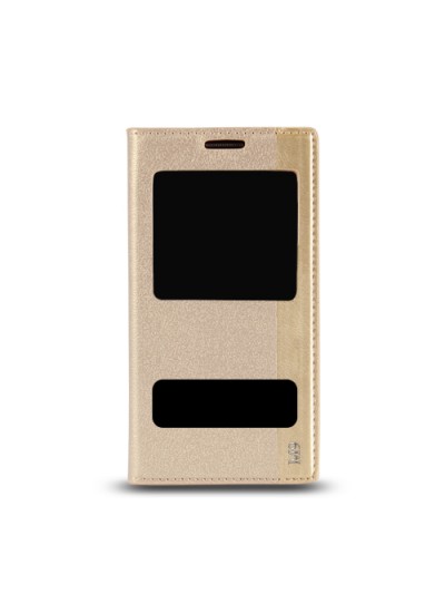 HTC One M9 Gizli Mıknatıslı Pencereli Magnum Kılıf Gold