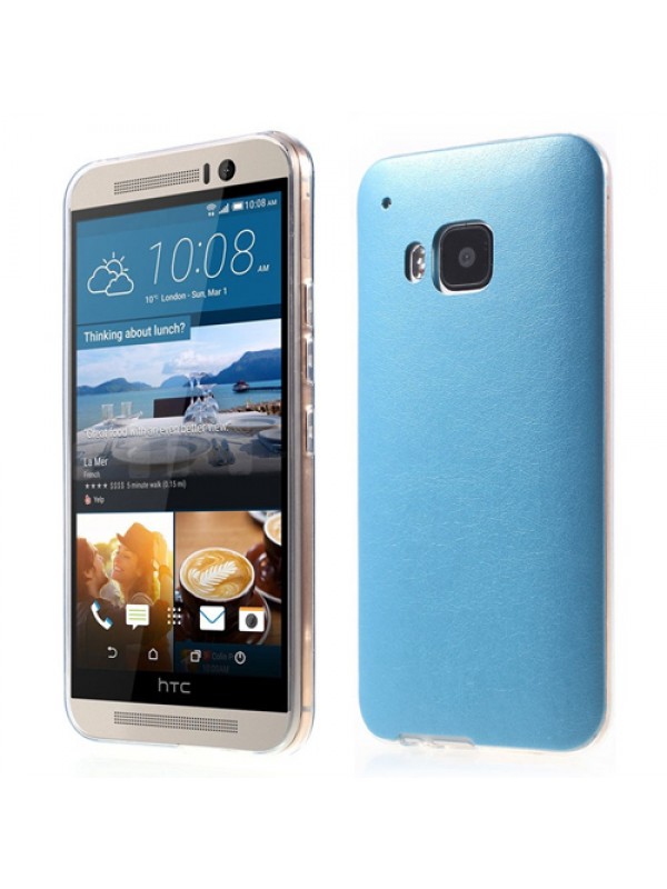 HTC One M9 Kılıf Deri Dokulu Arka Kapak Mavi…