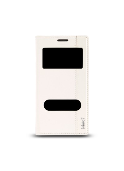 Huawei Ascend Mate 7 Gizli Mıknatıslı Pencereli Magnum Kılıf Beyaz