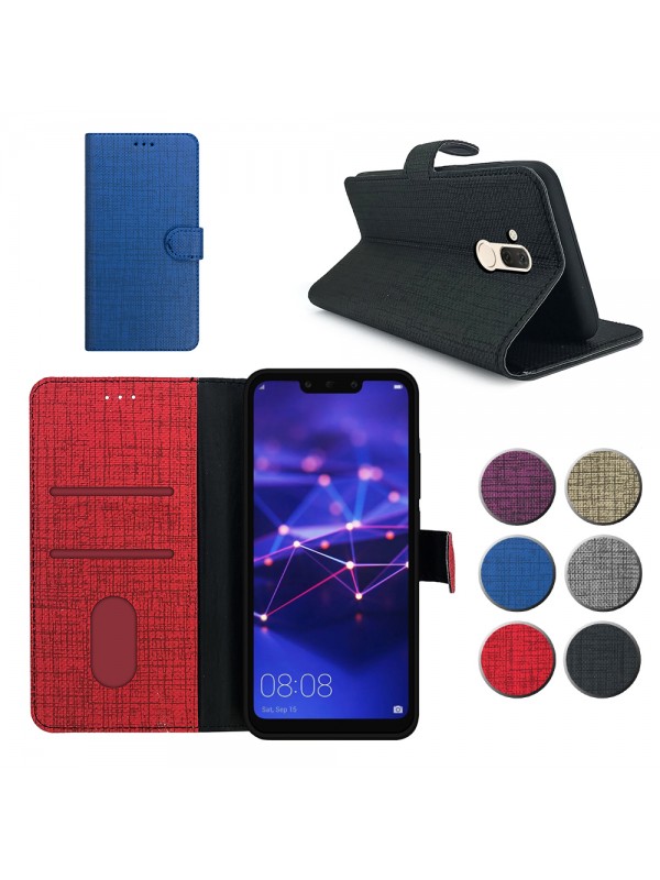Huawei Mate 20 Lite Kılıf FitCase Fabric Kapaklı Cüzdanlı…