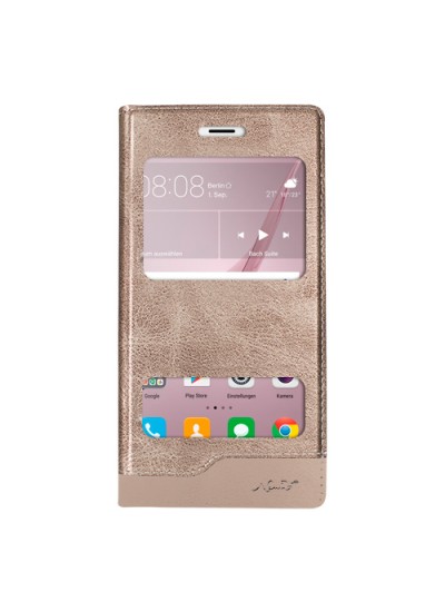 Huawei Nova Gizli Mıknatıslı Pencereli Magnum Kılıf Gold