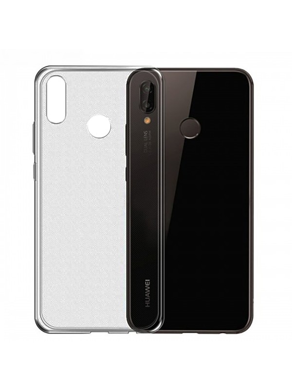 Huawei P20 Kılıf Soft Silikon Şeffaf-Siyah Arka Kapak